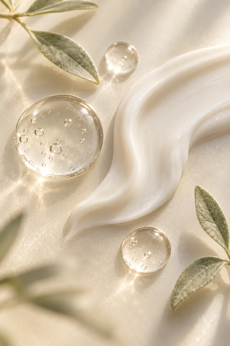 Conceito de texturas cosméticas e ingredientes botânicos